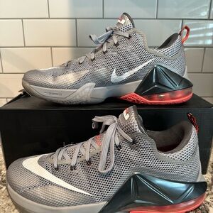 LeBron Nike Men's Gray and Red Athletic Sneakers